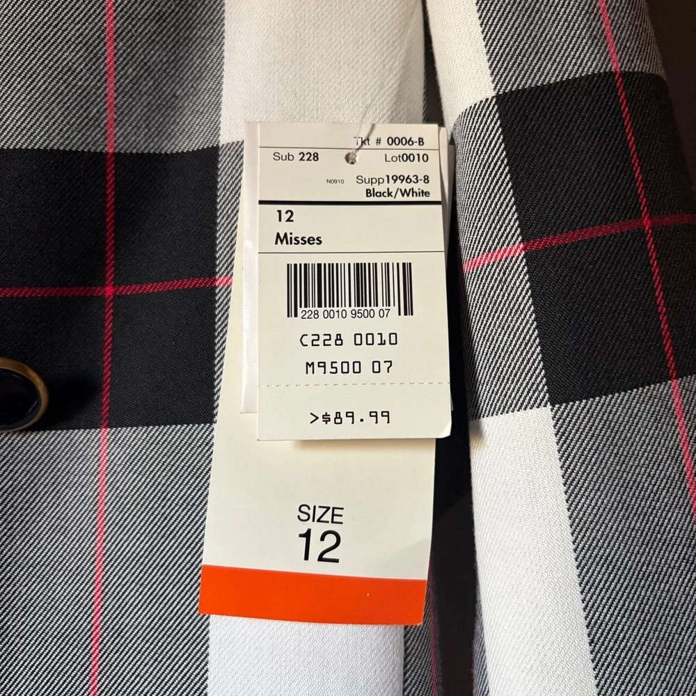 NWT Worthington 80s/90s Vintage Plaid Double-Breasted Skirt Suit Set 12 Career